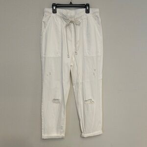Aerie White Track Pants with Relaxed Fit and Drawstring Waist